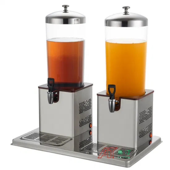 Dispensador de bebidas para Hotel, restaurante, tanques dobles, acero inoxidable, frío, caliente, jugo, té, cerveza, agua, Buffet